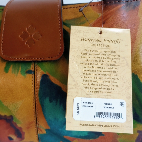 NWT Patricia Nash Leather Rienzo Satchel, Watercolor Butterfly 🦋 multi color - Picture 11 of 13